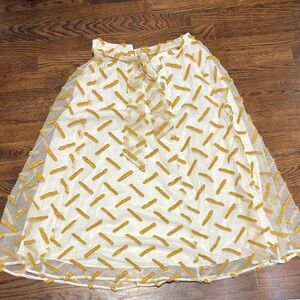 Elegant Golden Embroidered Women's Skirt